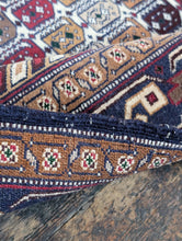 Load image into Gallery viewer, 2'11" x 4'9" - Antique Hand-Knotted Bokhara Wool Prayer Rug - Geometric Tribal Carpet - 146 x 88 cm
