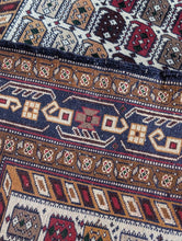 Load image into Gallery viewer, 2'11" x 4'9" - Antique Hand-Knotted Bokhara Wool Prayer Rug - Geometric Tribal Carpet - 146 x 88 cm
