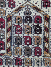 Load image into Gallery viewer, 2'11" x 4'9" - Antique Hand-Knotted Bokhara Wool Prayer Rug - Geometric Tribal Carpet - 146 x 88 cm
