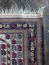 Load image into Gallery viewer, 2'11" x 4'9" - Antique Hand-Knotted Bokhara Wool Prayer Rug - Geometric Tribal Carpet - 146 x 88 cm
