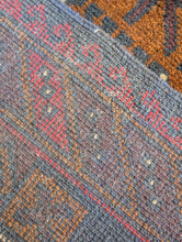 Load image into Gallery viewer, 4'7" x 2'11" - Antique Afghan Baluch Hand-Knotted Wool Rug - Madder Red &amp; Indigo Tribal Geometric Rug - 141 x 89 cm
