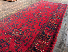 Load image into Gallery viewer, 2'7" x 6'0" - Vintage Afghan Baluch Hand-Knotted Wool Runner Rug - Madder Red &amp; Indigo Tribal Carpet - 80 x 183 cm
