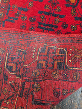 Load image into Gallery viewer, 2'7" x 6'0" - Vintage Afghan Baluch Hand-Knotted Wool Runner Rug - Madder Red &amp; Indigo Tribal Carpet - 80 x 183 cm
