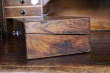Load image into Gallery viewer, Antique Burr Walnut Writing Slope – Victorian Portable Desk With Key – 35 x 22 x 12 cm
