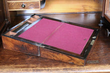 Load image into Gallery viewer, Antique Burr Walnut Writing Slope – Victorian Portable Desk With Key – 35 x 22 x 12 cm
