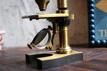 Load image into Gallery viewer, 19th Century French Brass Microscope By Nachet – Rue Serpente Paris – Antique Scientific Instrument – Early Laboratory Decor
