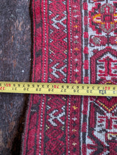 Load image into Gallery viewer, 2'6" x 3'6" - Vintage Afghan Baluch Hand-Knotted Wool Prayer Rug - Deep Madder Red - 75 x 107 cm
