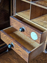 Load image into Gallery viewer, Antique Oak Roll Top Desk - Tambour Bureau With Original Key - Edwardian Office Desk - 124cm
