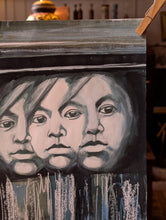 Load image into Gallery viewer, Allan Arthur Wilson (1944 - 1924)  Three Faces - Signed Mixed Media Painting Dated 1970 - Scottish Modernist Work - 38 x 56 cm
