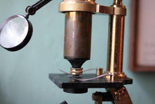 Load image into Gallery viewer, Antique Brass Field Microscope In Original Mahogany Case – Scientific Instrument With Provenance – 26cm Tall
