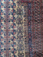 Load image into Gallery viewer, 4'4" x 2'10" - Antique Afghan Baluch Hand-Knotted Wool Prayer Rug - Ivory &amp; Madder Red - 132 x 87 cm
