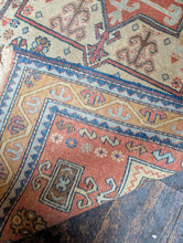Load image into Gallery viewer, 2'11" x 5'6" - Vintage Hand-Knotted Wool Rug - Ivory, Terracotta &amp; Sky Blue - 90 x 167 cm
