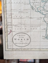 Load image into Gallery viewer, Antique 1794 Hand-Coloured World Map On Mercator's Projection - New Holland &amp; Van Diemen's Land - Atlas Engraving
