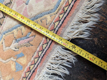 Load image into Gallery viewer, 6'0" x 5'0" - Vintage Turkish Hand-Knotted Wool Rug - Salmon Pink, Sky Blue &amp; Cream - 184 x 152 cm
