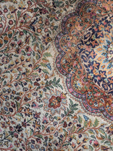 Load image into Gallery viewer, 7'8" x 4'8" - Vintage Pakistani Hand-Knotted Tree Of Life Wool Rug - Ivory &amp; Sapphire Blue Floral Design - 234 x 141 cm
