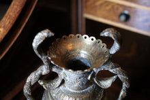 Load image into Gallery viewer, Pair Of Antique Indian Brass Snake Handle Vases - Anglo Indian Repoussé Metalware - 26 cm Tall
