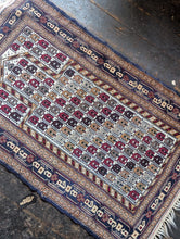 Load image into Gallery viewer, 2'11" x 4'9" - Antique Hand-Knotted Bokhara Wool Prayer Rug - Geometric Tribal Carpet - 146 x 88 cm
