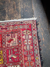 Load image into Gallery viewer, 6'6" x 3'11" - Antique Turkmen Bird Gul Hand-Knotted Wool Rug - Madder Red &amp; Ivory - 198 x 119 cm
