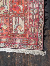 Load image into Gallery viewer, 6'6" x 3'11" - Antique Turkmen Bird Gul Hand-Knotted Wool Rug - Madder Red &amp; Ivory - 198 x 119 cm
