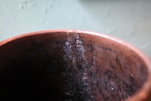 Load image into Gallery viewer, Antique Moroccan Engraved Copper Cachepot Planter - Hand Worked Copper Vessel - 15cm x 14cm
