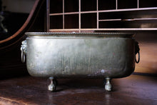 Load image into Gallery viewer, Antique Brass Jardiniere Cachepot On Paw Feet - Classical Revival Planter - Lion Mask Handles - 42cm
