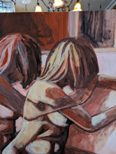 Load image into Gallery viewer, Allan Arthur Wilson (1944–2024) - Expressionist Nude Figures Interior Scene - Original Gouache On Card - 75 x 51cm
