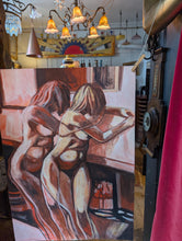 Load image into Gallery viewer, Allan Arthur Wilson (1944–2024) - Expressionist Nude Figures Interior Scene - Original Gouache On Card - 75 x 51cm
