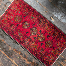 Load image into Gallery viewer, 3'8" x 1'11" - Vintage Afghan Turkmen Hand-Knotted Wool Rug - Deep Madder Red - 112 x 59 cm
