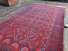 Load image into Gallery viewer, 5'5" x 2'11" - Antique Afghan Baluch Hand-Knotted Wool Runner Rug - Deep Madder Red &amp; Indigo Tribal Carpet - 166 x 90 cm

