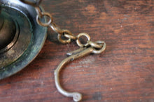 Load image into Gallery viewer, Antique Indian Brass Diya Oil Lamp – Hanging Temple Lamp With Chain – 19cm Tall
