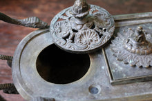Load image into Gallery viewer, Antique Grand Tour Bronze Serpent Inkwell - Neoclassical Desk Stand With Snake Handles - 27cm
