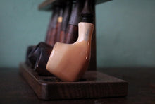 Load image into Gallery viewer, Vintage Briar Pipe Collection With Wooden Pipe Rack - Six Tobacco Pipes Display Stand
