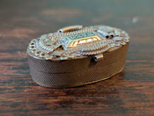 Load image into Gallery viewer, Early 20th Century Decorative Metal Pill Box - Oval Hinged Trinket Box - Collectors Curio
