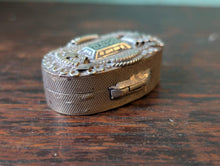 Load image into Gallery viewer, Early 20th Century Decorative Metal Pill Box - Oval Hinged Trinket Box - Collectors Curio
