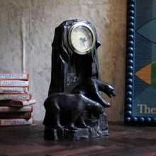 Load image into Gallery viewer, Vintage Bronze Bear Mantel Clock – German Animal Sculpture Clock – 24cm Tall
