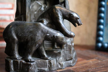 Load image into Gallery viewer, Vintage Bronze Bear Mantel Clock – German Animal Sculpture Clock – 24cm Tall

