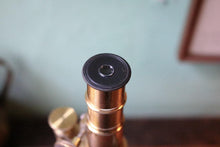 Load image into Gallery viewer, Antique Brass Field Microscope In Original Mahogany Case – Scientific Instrument With Provenance – 26cm Tall
