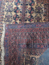 Load image into Gallery viewer, 4'4" x 2'10" - Antique Afghan Baluch Hand-Knotted Wool Prayer Rug - Ivory &amp; Madder Red - 132 x 87 cm
