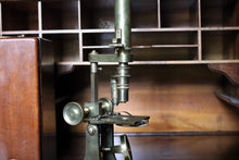 Load image into Gallery viewer, Antique Brass Field Microscope With Mahogany Case - Scientific Instrument With Accessories
