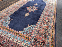 Load image into Gallery viewer, 2'11" x 5'11" - Vintage Hand-Knotted Wool Runner Rug - Deep Indigo Medallion Design - 89 x 181 cm
