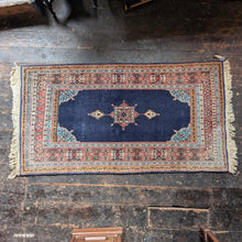 Load image into Gallery viewer, 2'11" x 5'11" - Vintage Hand-Knotted Wool Runner Rug - Deep Indigo Medallion Design - 89 x 181 cm
