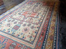 Load image into Gallery viewer, 2'11" x 5'6" - Vintage Hand-Knotted Wool Rug - Ivory, Terracotta &amp; Sky Blue - 90 x 167 cm
