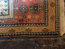 Load image into Gallery viewer, 2'11" x 5'6" - Vintage Hand-Knotted Wool Rug - Ivory, Terracotta &amp; Sky Blue - 90 x 167 cm
