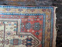 Load image into Gallery viewer, 2'11" x 5'6" - Vintage Hand-Knotted Wool Rug - Ivory, Terracotta &amp; Sky Blue - 90 x 167 cm
