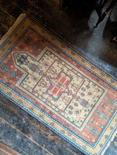 Load image into Gallery viewer, 2'11" x 5'6" - Vintage Hand-Knotted Wool Rug - Ivory, Terracotta &amp; Sky Blue - 90 x 167 cm
