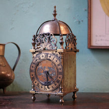 Load image into Gallery viewer, Antique French Lantern Clock Style Brass Mantel Clock - Gothic Revival Case - 24cm Tall
