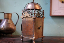Load image into Gallery viewer, Antique French Lantern Clock Style Brass Mantel Clock - Gothic Revival Case - 24cm Tall
