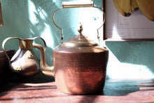 Load image into Gallery viewer, Antique Arts &amp; Crafts Copper Tea Kettle - Hand Hammered Copper and Brass - Fireside Kettle - Early 20th Century

