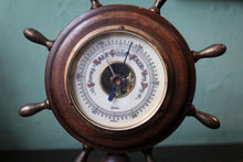 Load image into Gallery viewer, Vintage Maritime Ship's Wheel Barometer - Wooden Nautical Weather Station - Working Order - 18cm Tall
