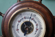 Load image into Gallery viewer, Vintage Maritime Ship's Wheel Barometer - Wooden Nautical Weather Station - Working Order - 18cm Tall
